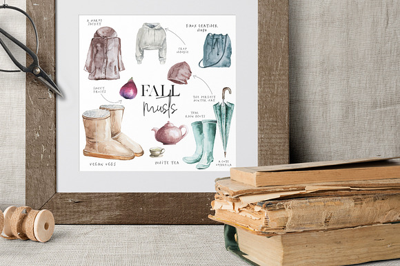 Classics of the fall, Watercolor Set in Objects - product preview 7
