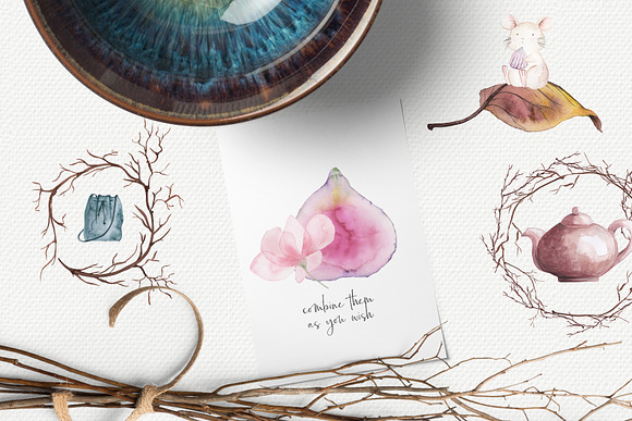 Classics of the fall, Watercolor Set in Objects - product preview 8