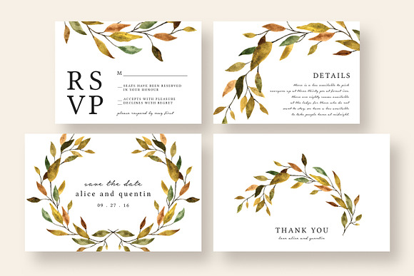 Warm Leaves Wedding Invitation Suite in Wedding Templates - product preview 3