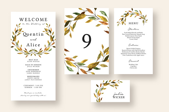 Warm Leaves Wedding Invitation Suite in Wedding Templates - product preview 4