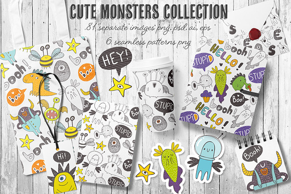 Doodle monsters collection in Objects - product preview 2