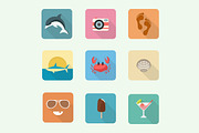 Colorful summer icon set
