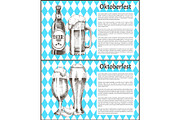 Oktoberfest Posters Beer Set Vector