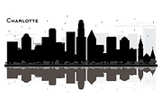 Charlotte City skyline black 