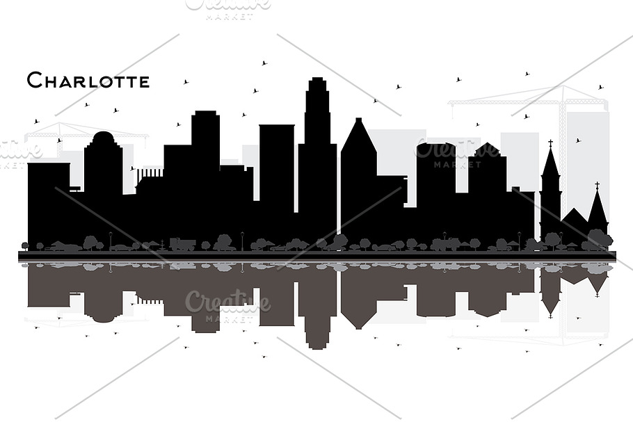 Charlotte City skyline black 