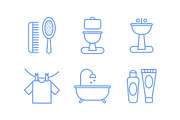Bathroom icons set, hygiene, body