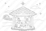 Nativity Christmas Scene Coloring