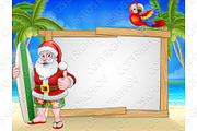 Santa Claus Surf Beach Christmas