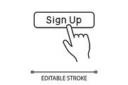 Sign up button click linear icon