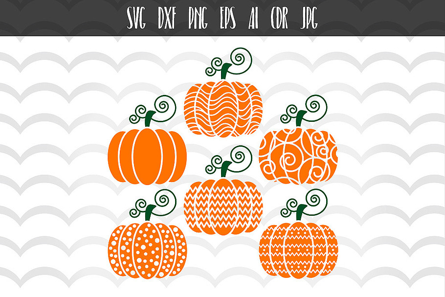 6 Halloween pumpkin Designs Cut File