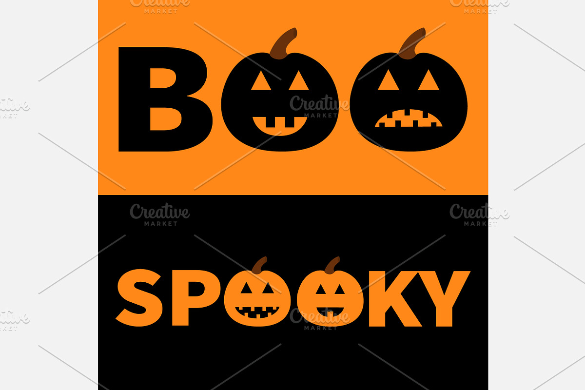 BOO SPOOKY  Pumpkin face in Illustrations - product preview 8