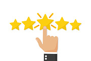 Hand giving five star rating