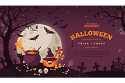 Halloween Banner with Spooky Forest