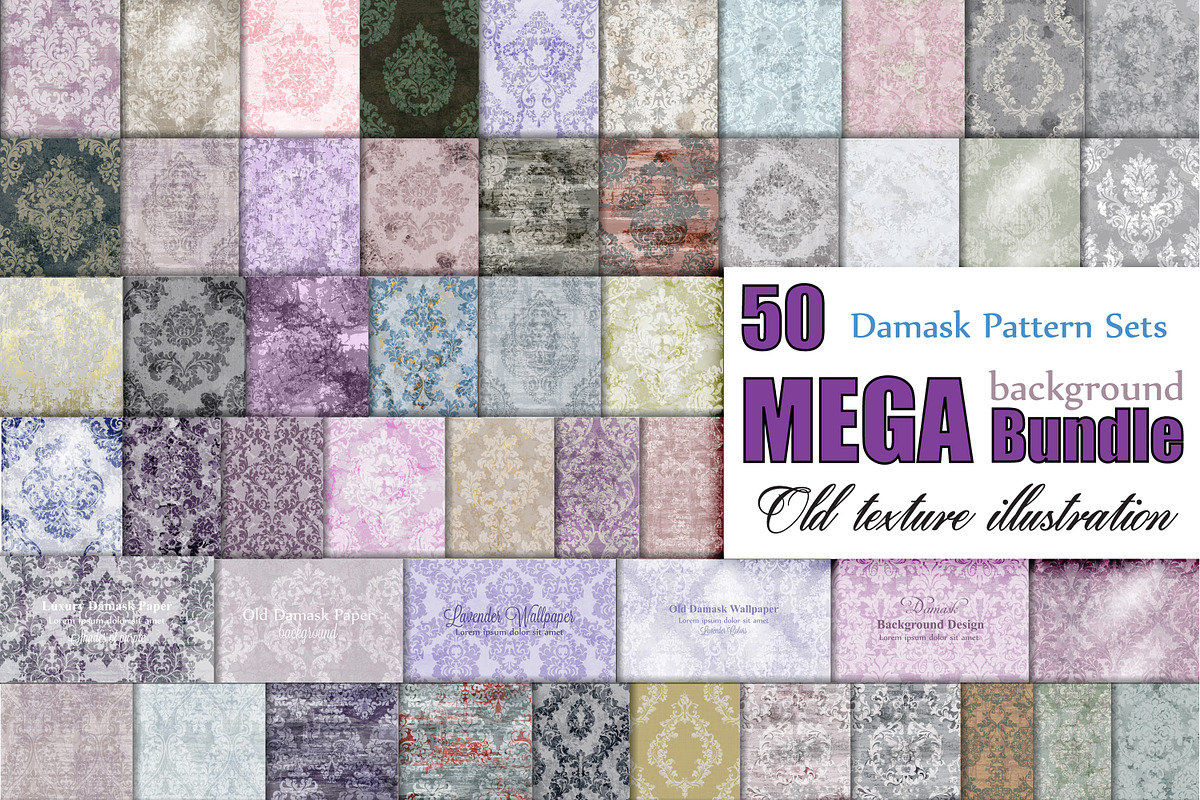 50 vector damask pattern Bundle pack in Patterns - product preview 8