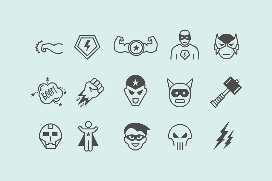15 Superhero Icons in Superhero Icons - product preview 8