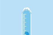 Frozen thermometer with icicles