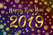 Gold snow 2019 happy new year vector