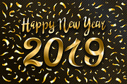vector happy new year 2019 gold