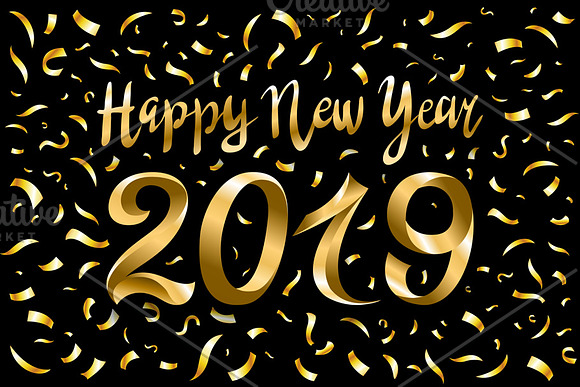 vector happy new year 2019 gold in Graphics - product preview 1