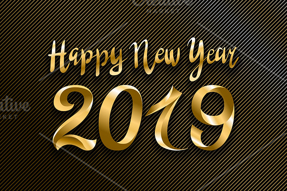 vector happy new year 2019 gold in Graphics - product preview 2