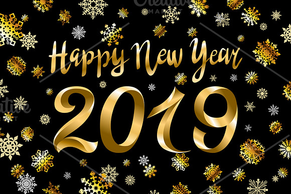 vector happy new year 2019 gold in Graphics - product preview 3