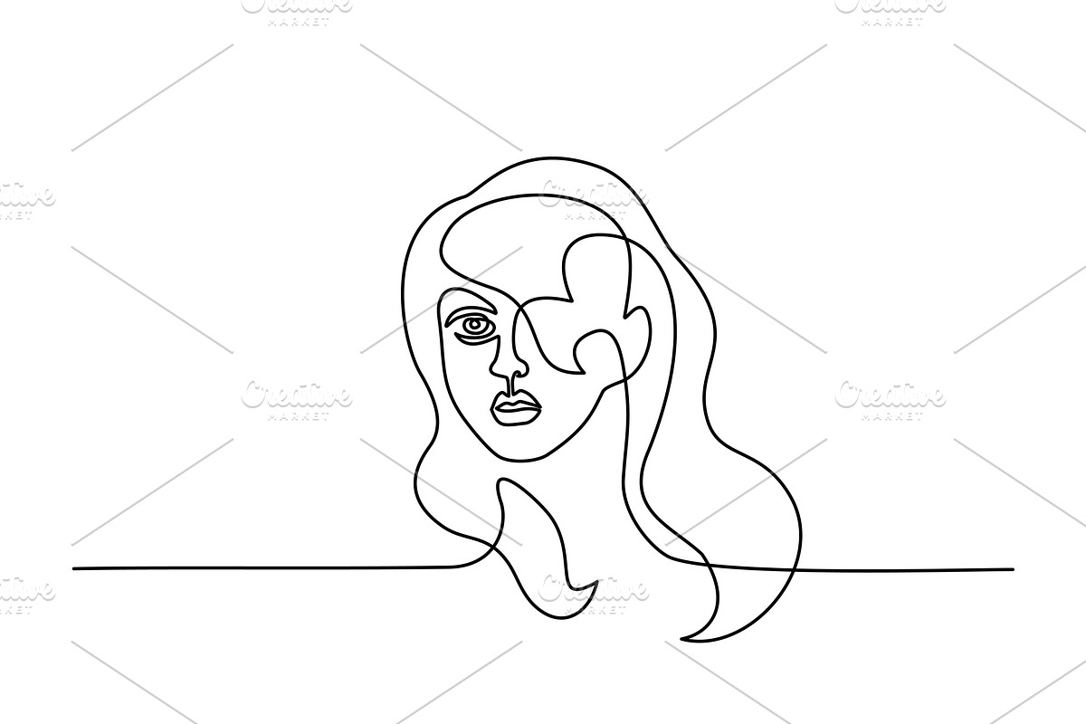 Abstract portrait of young woman in Illustrations - product preview 8