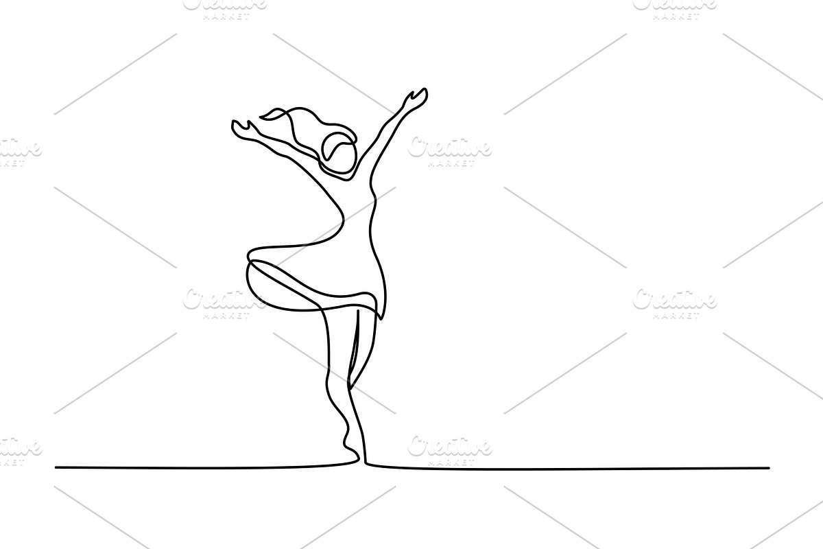 Happy woman stretching Continuous in Illustrations - product preview 8
