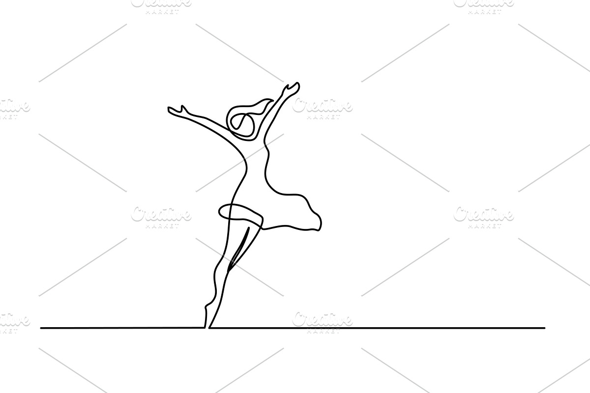 Happy woman stretching one line in Illustrations - product preview 8