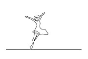 Happy woman stretching one line