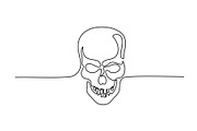 Human skull one line drawing