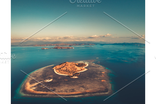 The island among the ocean. Aerial