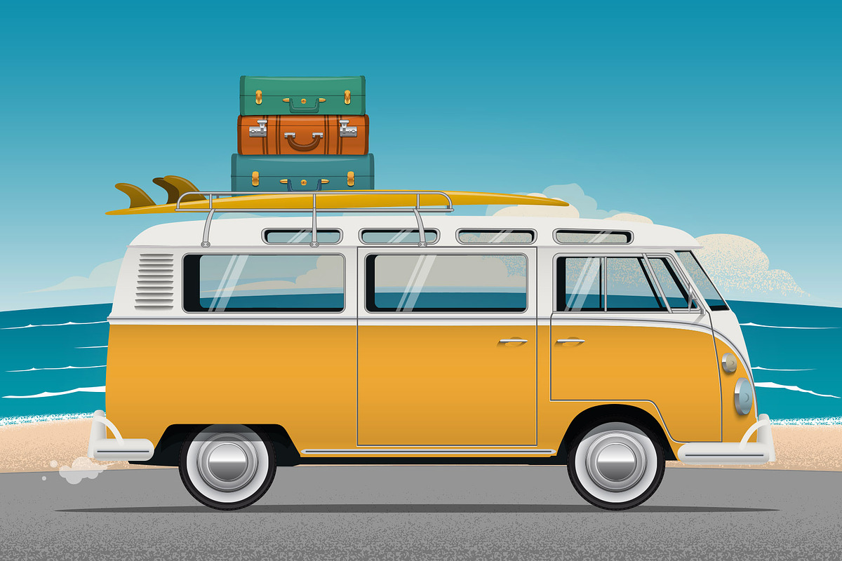 Old School Camper Vector  in Illustrations - product preview 8