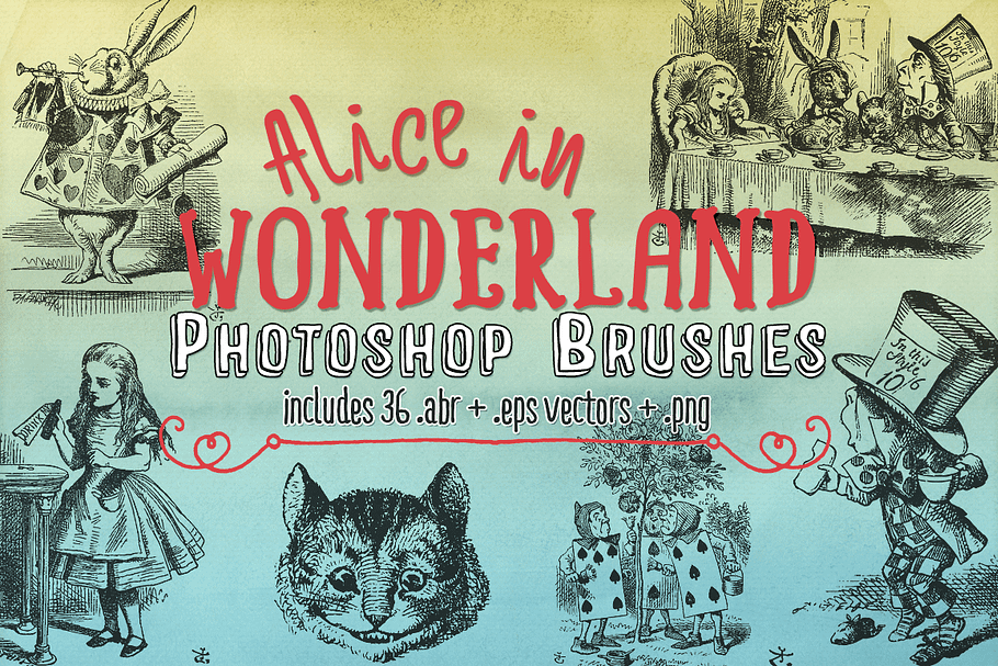 Alice In Wonderland Brushes & Vector in Photoshop Brushes - product preview 8