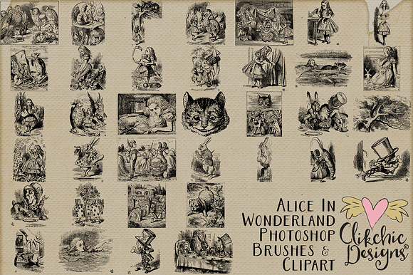 Alice In Wonderland Brushes & Vector in Photoshop Brushes - product preview 1