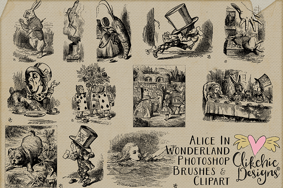 Alice In Wonderland Brushes & Vector in Photoshop Brushes - product preview 3