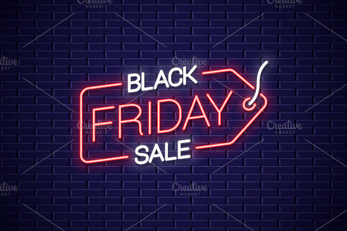Black friday neon sign.  in Illustrations - product preview 8