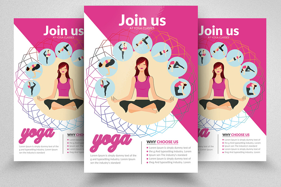 Yoga Fitness PSD Flyer Templates