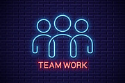 Teamwork neon sign. Team work banner