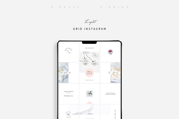Light Grid Instagram Pack in Instagram Templates - product preview 3