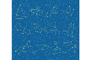 Night Sky with Constellations Map