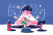 Man collect Rubik Cube