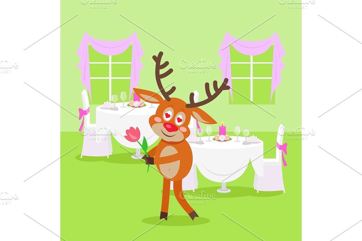 Deer Lover Isolated in Restaurant on in Illustrations - product preview 8