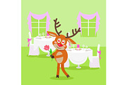 Deer Lover Isolated in Restaurant on