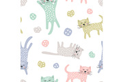 Childish seamless pattern with cats