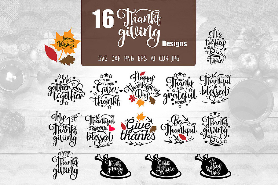 16 Thanksgiving Designs SVG