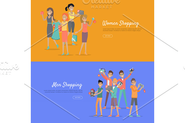 Women and Men Shopping Banners