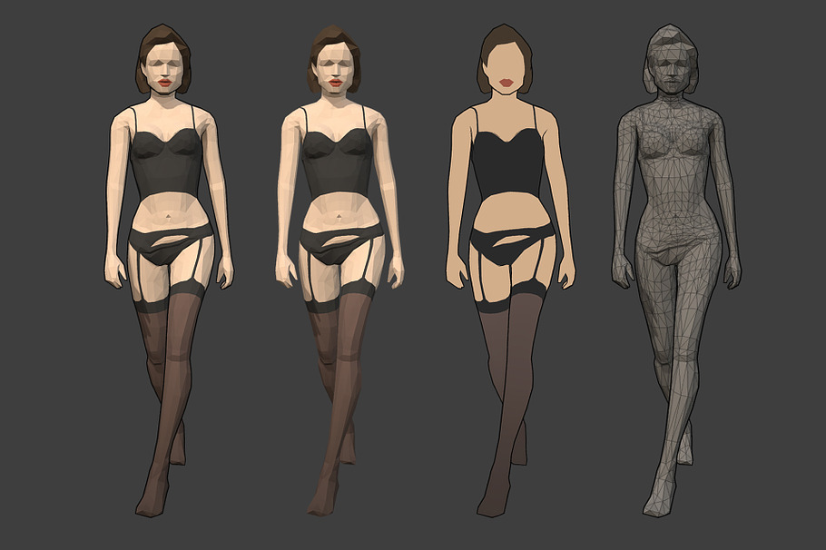 Lowpoly Rigged Female Essentials in People - product preview 1