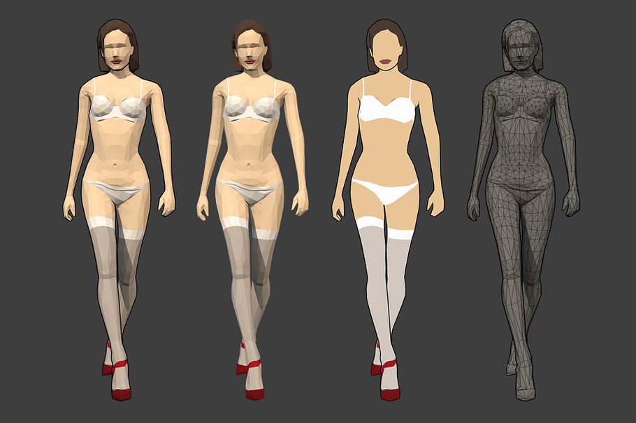Lowpoly Rigged Female Essentials in People - product preview 2