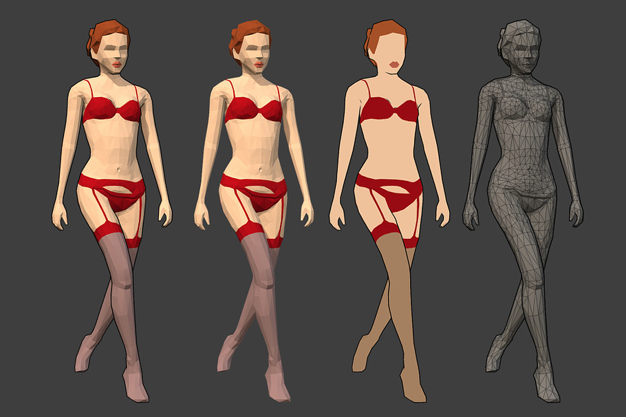 Lowpoly Rigged Female Essentials in People - product preview 3