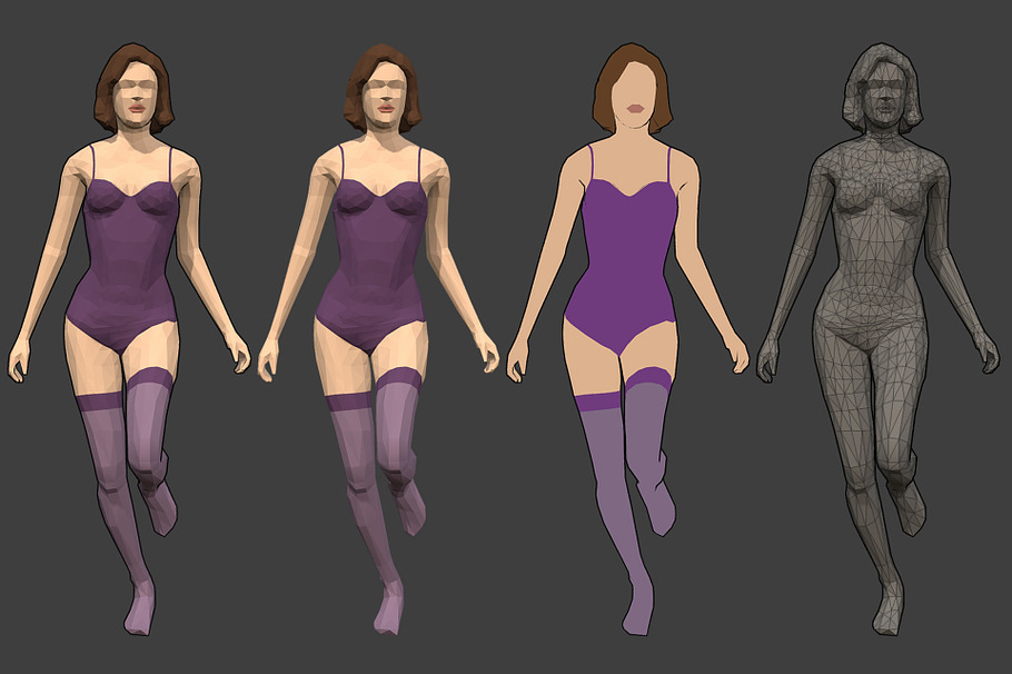 Lowpoly Rigged Female Essentials in People - product preview 4
